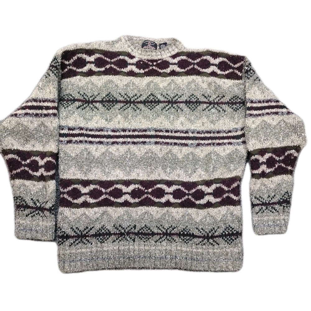 Vintage 90s American Eagle Men's XL  Chunky Knit Fair Isle Wool Blend Sweater